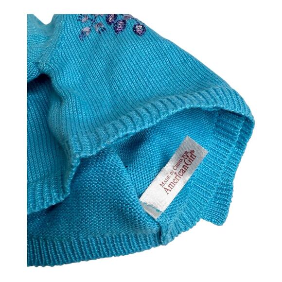 American Girl STARFLOWER Outfit SWEATER Wrap Knit Cardigan Sky Blue Embroidered - Picture 4 of 6